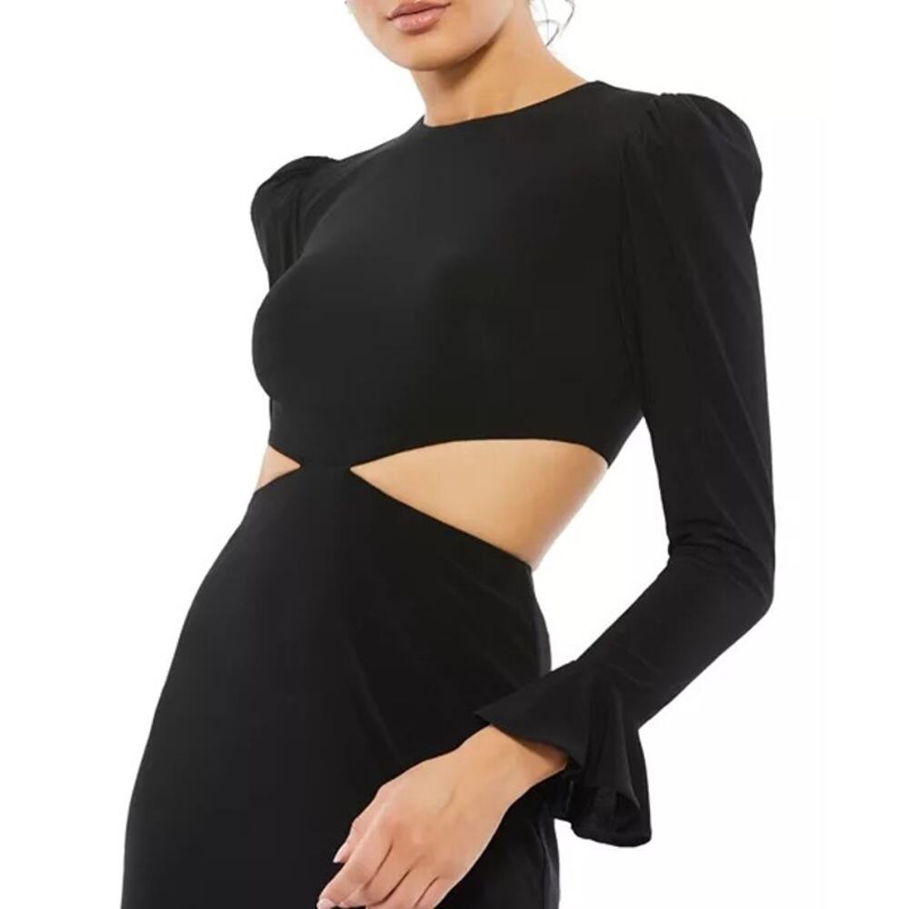 Mac Duggal Leena Cut Out Jersey Gown in Black Minimalist Elegant A-Line Dress 6 - Picture 4 of 12